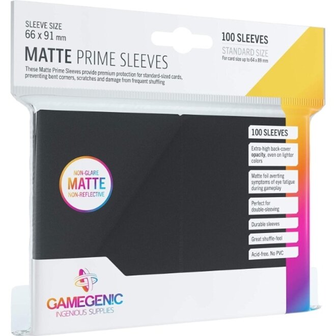 Gamegen!C: Sleeves: Matte Prime Sleeves - Standard Size, Card Size 64X89Mm (100 Sleeves) - Black