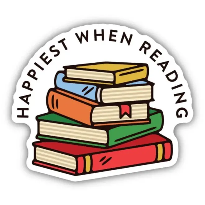 Happiest When Reading Book Stack | Large Printed Stickers