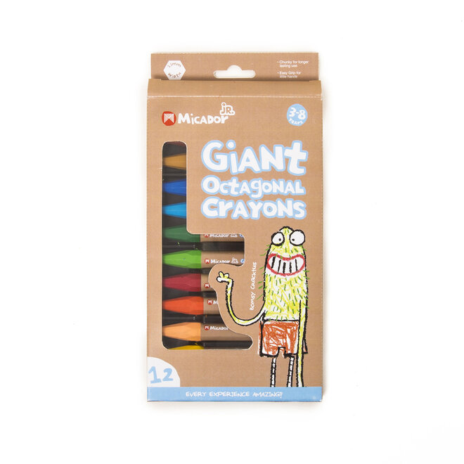 Micador Junior Giant Crayon Octagn 12Pk Cn
