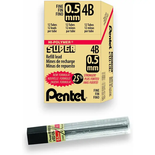 Pentel 0.5Mm 4B Lead Refill 12Pk