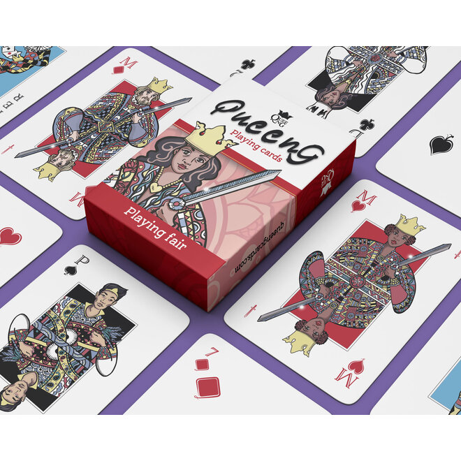 Queeng Playing Fair Playing Cards - Red Backs, Left-Handed Deck