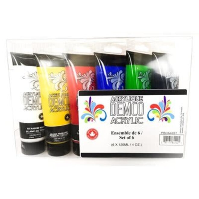 Demco Acrylic 120Ml 6Pk Assorted Acrylic Paint Set