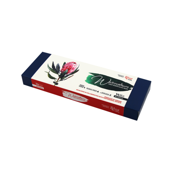 Set Of Watercolor Paints "Botanycal" Rosa Gallery, Metal Case, 14 Colors, Pans
