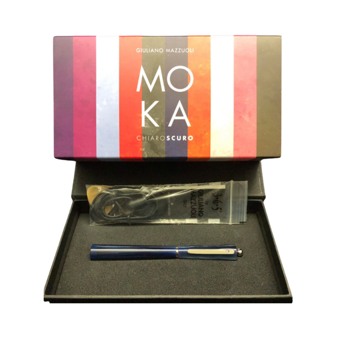 Giuliano Mazzuoli 365 Moka Chiaroscuro Fountain Pen: Pearled Resin - Blue