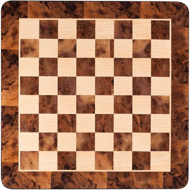 WE Games Classic Chess Board - Walnut Root Wood with Rounded Corners 16 in