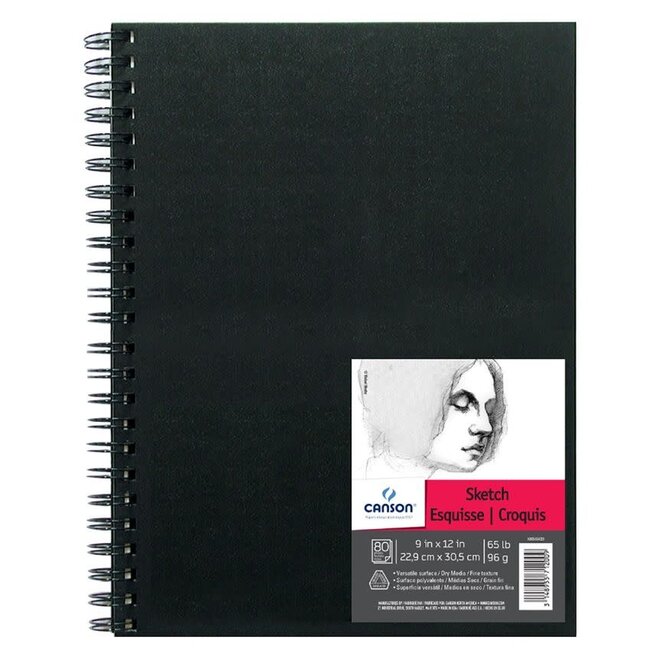 Canson Sketch Book 9x12 - Hard Cover Coil Bound 80 sheets