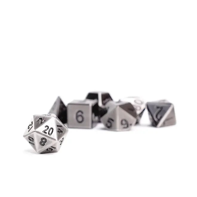 Metal Polyhedral Dice Set - 7pc Antique Silver