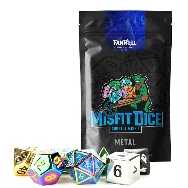 FanRoll Misfit Dice - Metal Polyhedral Mystery Set - 7pc