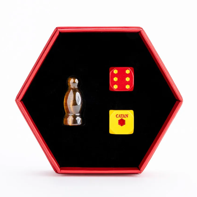 Catan - Premium Gemstone Robber w/ Metal Dice - Tiger's Eye