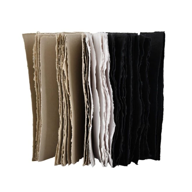 Lamali Tresor Soft Cover Handmade 5.9x8.3" Journal - Grey (32 White 32 Grey 32 Black 100% Cotton Rag Pages)
