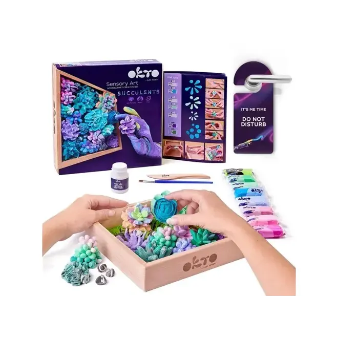 OKTO Sensory Art - Wood And Craft Succulents Tenderness Kit