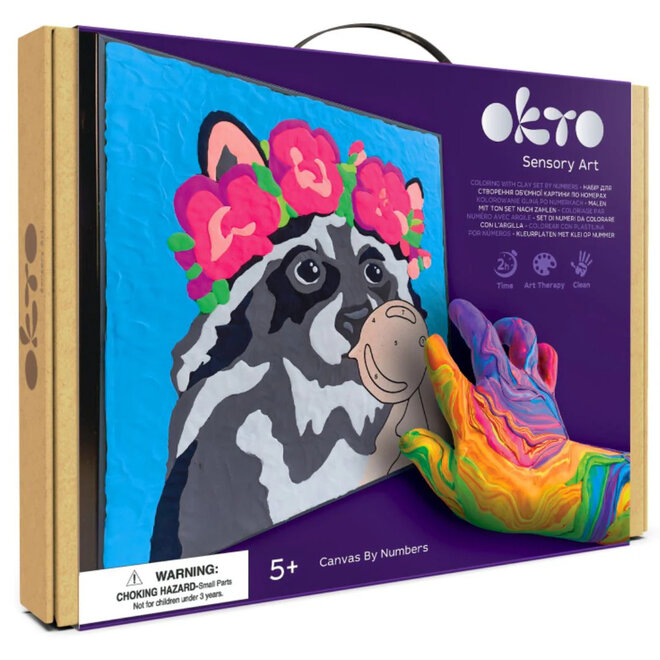 OKTO Sensory Art - Raccoon Coloring With Clay By Numbers Kit