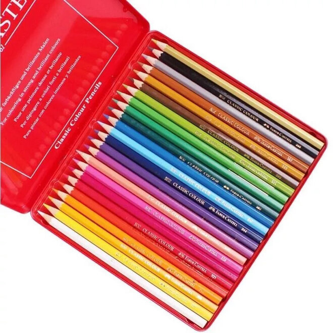 Faber Castell Colour Pencil Hexagonal Window Tin 24Pc