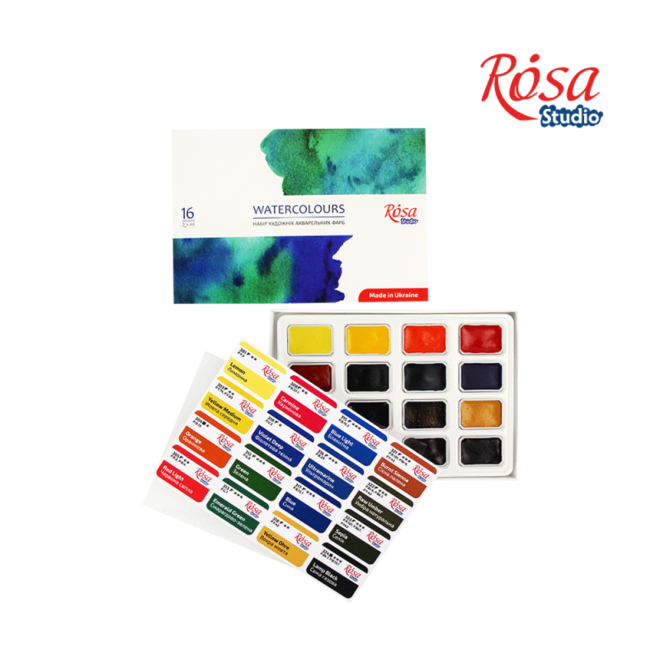 Rosa Studio Watercolours 16 Full Pans Of Student Grade Colours