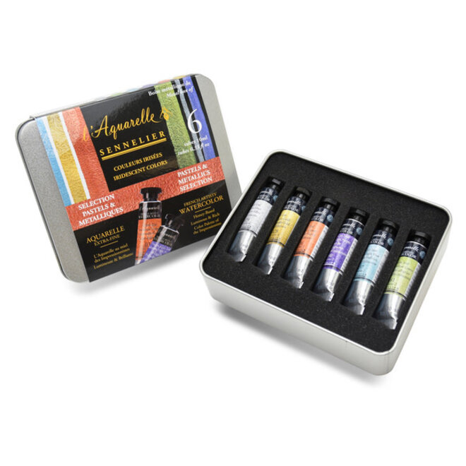 Sennelier Artist's Watercolour - Iridescent Colours: Pastels & Metallics Selection - 6 x 10ml Tubes