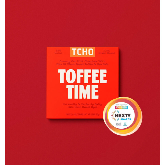 TCHO: Toffee Time - Creamy Cashew Oat Milk Chocolate with Bits of Plant-Based Toffee & Sea Salt - Vegan/GF - 70g