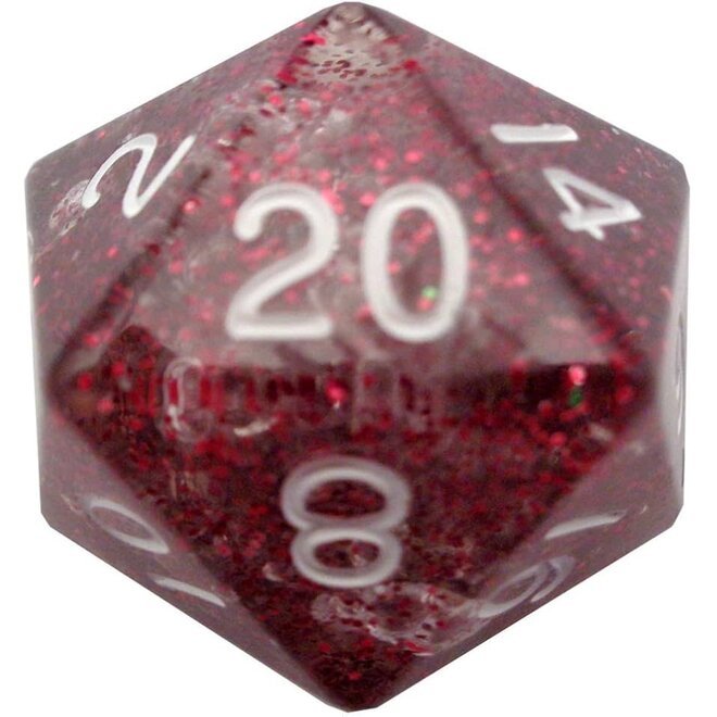 35mm Mega Acrylic D20 - Ethereal Light Purple w/ White Writing