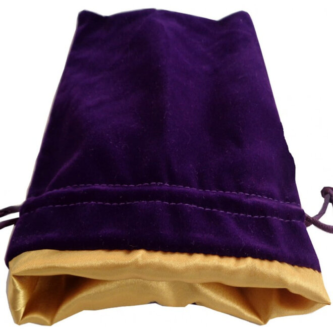 FanRoll Velvet Dice Bag - Purple w/ Gold Satin Liner - 4x6"