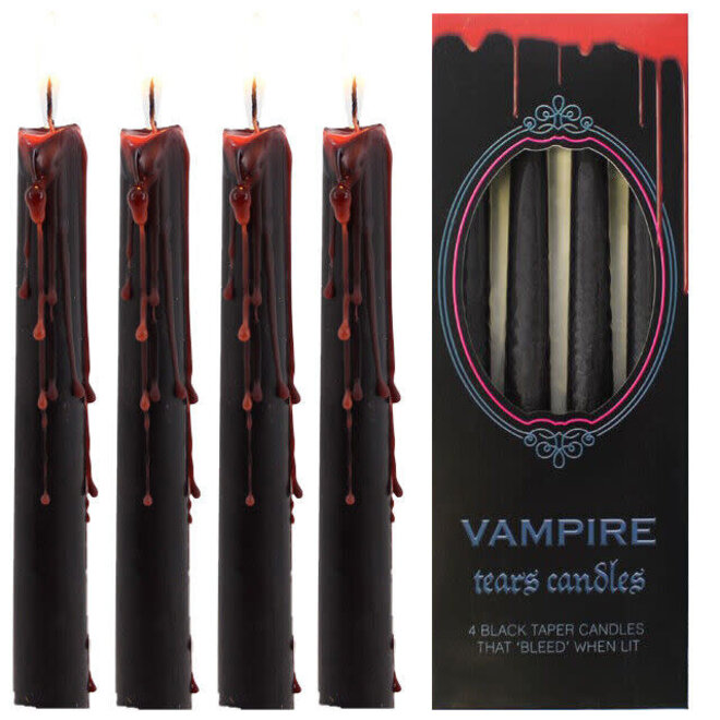 Vampire Tears Candles - 4 Black Taper Candles that Bleed When Lit