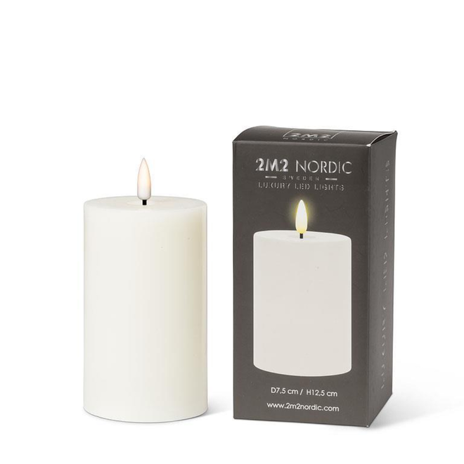 2M2 Nordic LED Pillar Candle - Sand 3x5"