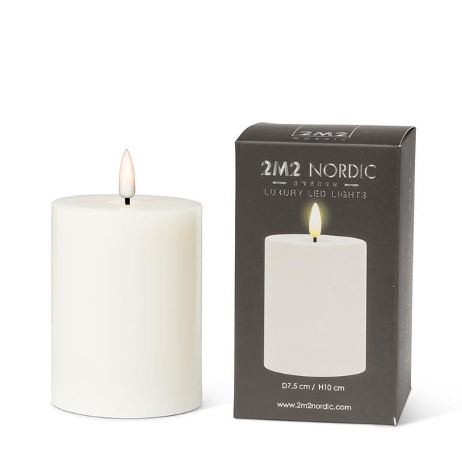 2M2 Nordic LED Pillar Candle - Sand 3x4"