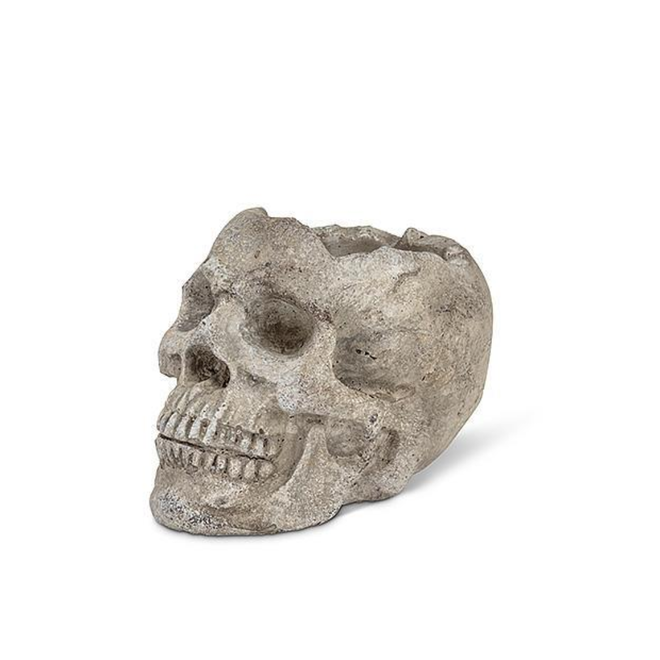 Small Skull Planter / Tea Light Holder - Cement 3"