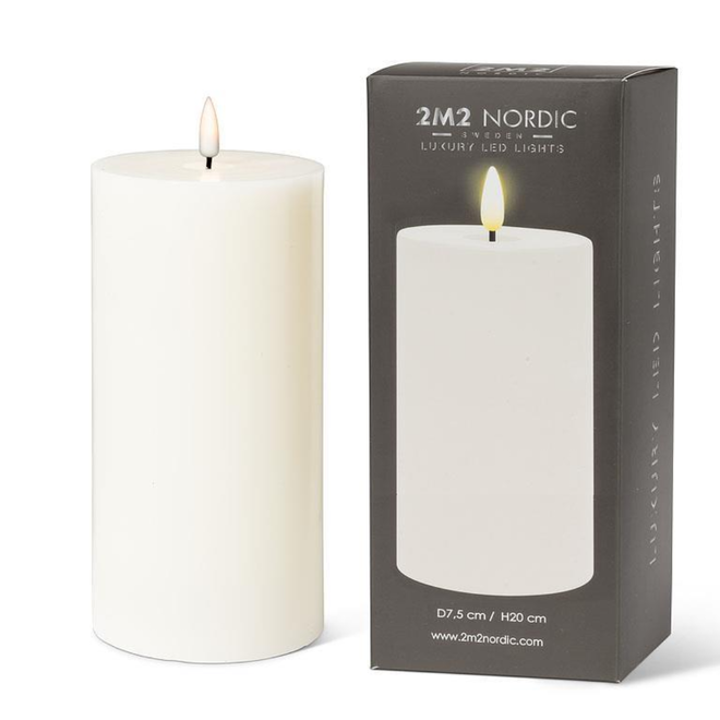 2M2 Nordic LED Pillar Candle - Sand 4x8"
