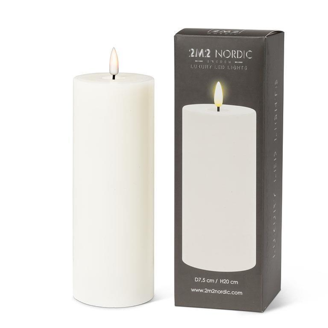 2M2 Nordic LED Pillar Candle - Sand 3x8"