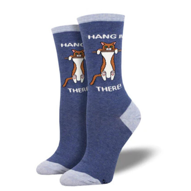 Socksmith Socks - S- Hang in There - Navy Heather, Size 9-11