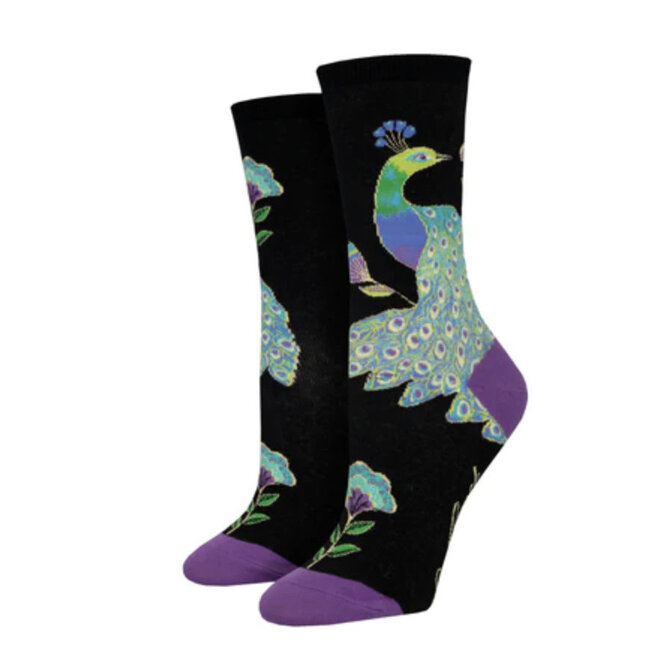 Socksmith Socks - S - Intricate Peacock - Black, Size 9-11