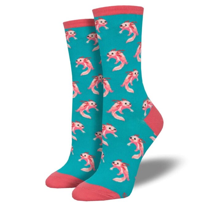 Socksmith Socks - Axolotl, Teal - S/M