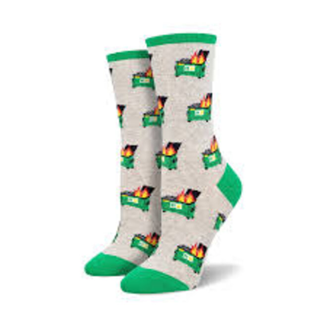 Socksmith Socks - Dumpster Fire, Gray Heather - S/M