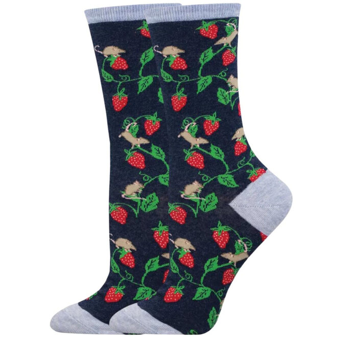 Socksmith Socks - S - Berry Mice - Navy Heather, Size 9-11