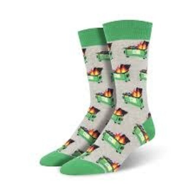 Socksmith Socks - L - Dumpster Fire - Gray Heather, Size 10-13