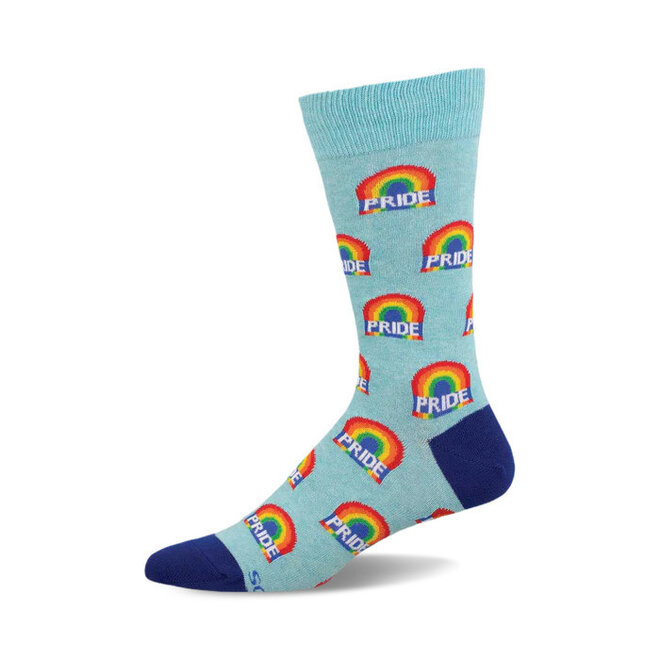 Socksmith Socks - L - Rainbow Pride - Blue Heather, Size 10-13