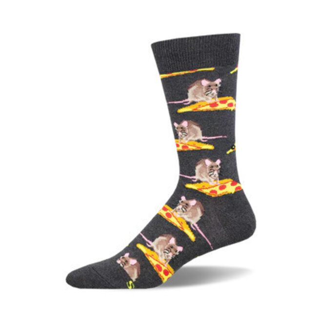 Socksmith Socks - L - You Wanna Pizza Me? - Charcoal Heather, Size 10-13