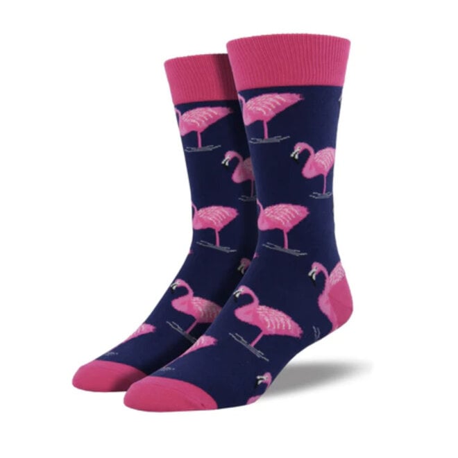 Socksmith Socks - L - Flamingo - Navy, Size 10-13