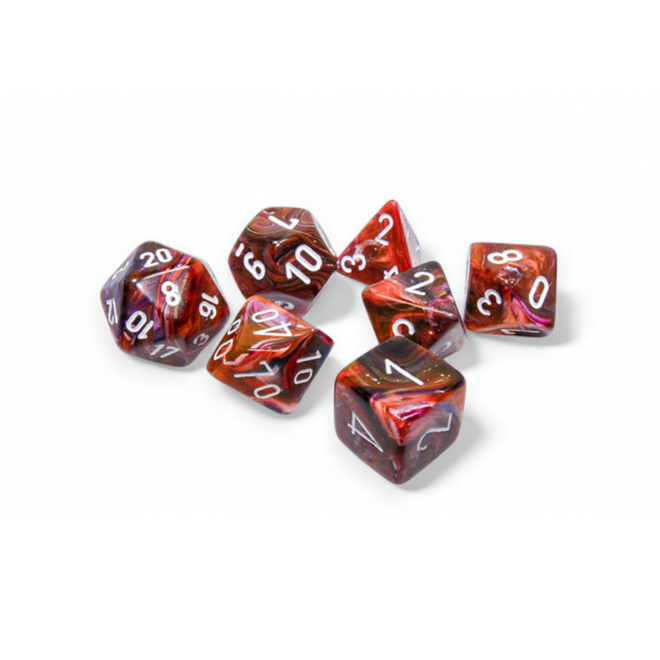 Chessex Polyhedral Dice Set - Festive: Symphony w/ White Writing - Blacklight Reactive