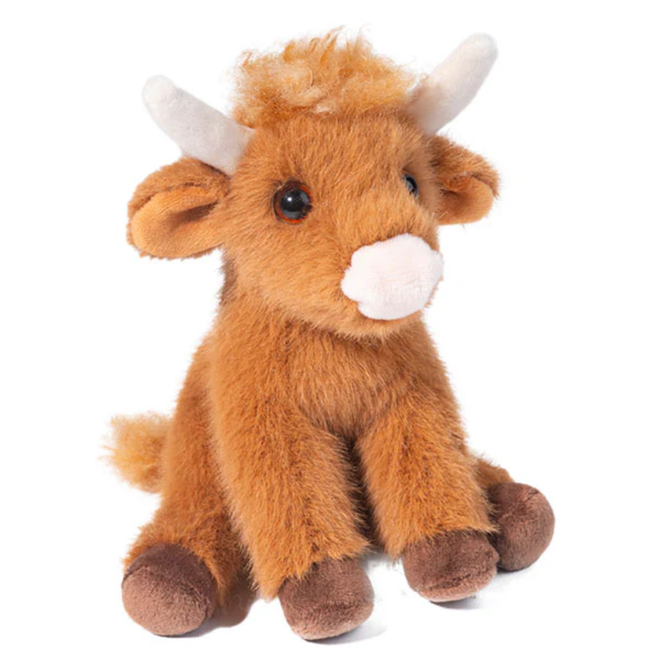 Douglas Cuddle Toy Plush - Mini Highland Cow: Cream, Brown, or Rust - Ships in a random colour