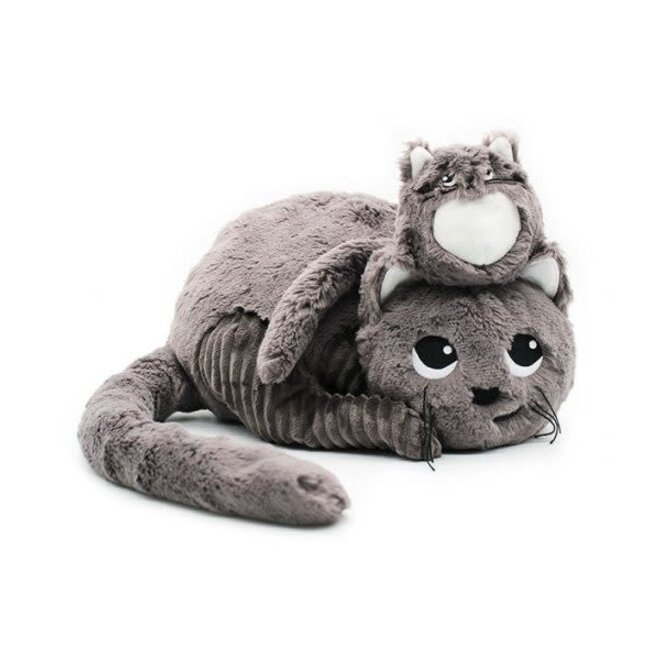 Les Ptipotos: Mom & Baby Plush - Miaou the Cat, Brown Grey