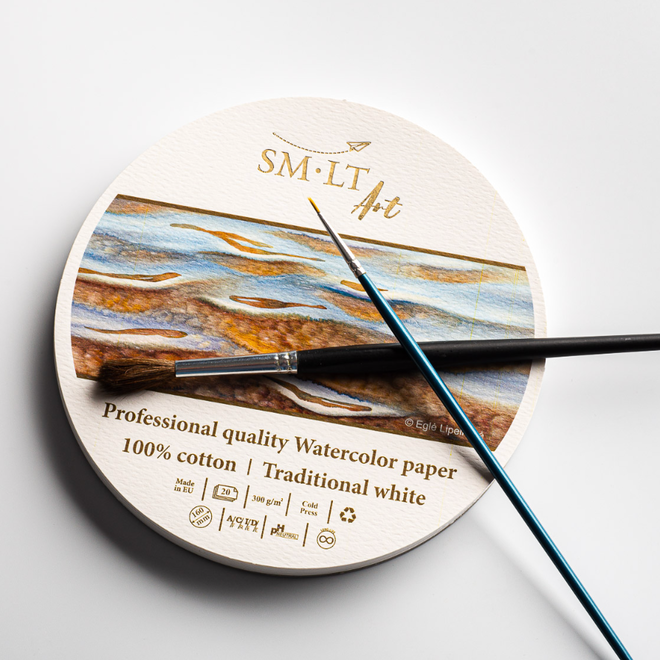 Sm-Lt Professional Art Round Watercolor Pad 100% Cotton - 6.3" Diameter
