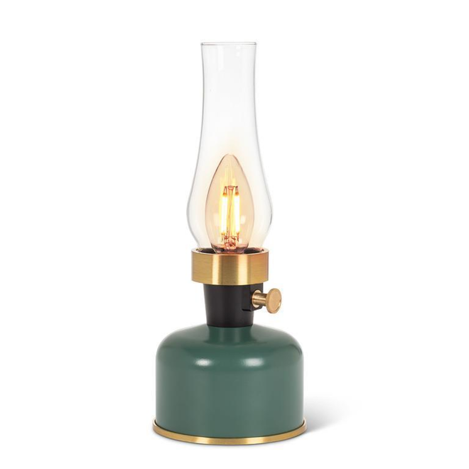 Lantern LED Lamp w/ Chimney - Green 10.5"