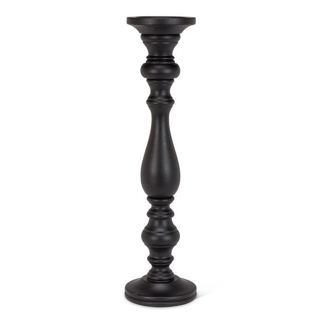 Extra-Large Turned Pillar Candle Holder - Black 18.5"
