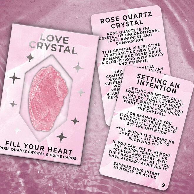 Love Crystal - Fill Your Heart: Rose Quartz Crystal & Guide Cards
