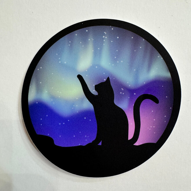 Northern Lights Cat - Vinyl Sticker