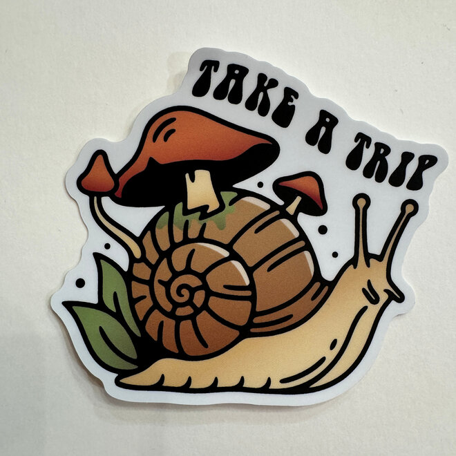 Take a Trip Mushroom Snail Vinyl Sticker