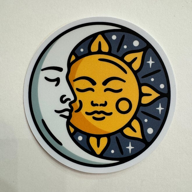 Moon and Sun Circle Vinyl Sticker