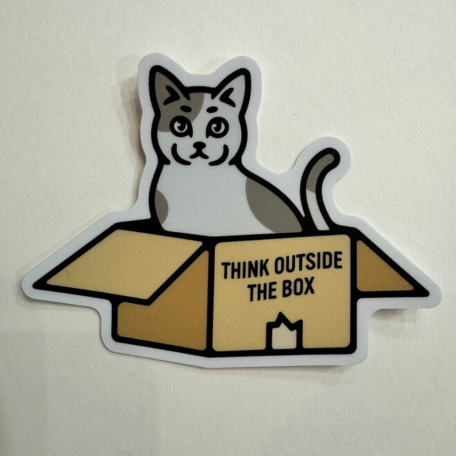 Think Outside the Box Cat - Vinyl Sticker