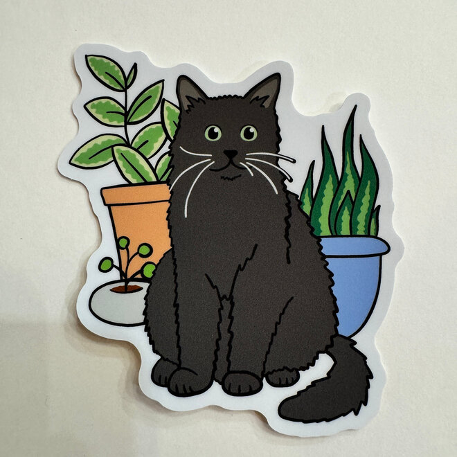 Cat with Plants - Vinyl Sticker