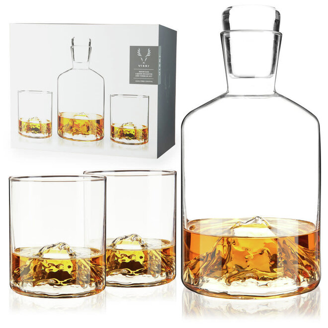 Viski: 3 Piece Mountain Crystal Decanter & Tumbler Set